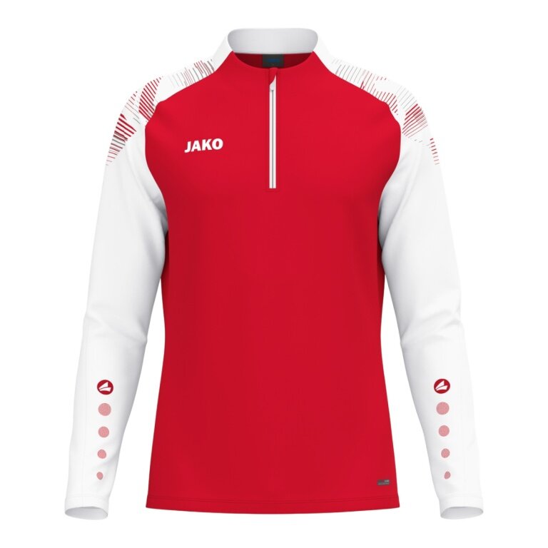 JAKO Langarmshirt Ziptop Sonic (rec. Polyester, weiches Tragegefühl) rot/weiss Herren