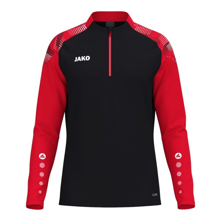JAKO Langarmshirt Ziptop Sonic (rec. Polyester, weiches Tragegefühl) schwarz/rot Herren