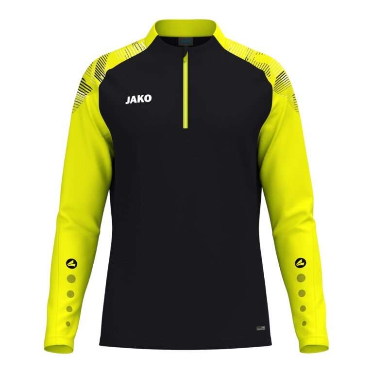 JAKO Langarmshirt Ziptop Sonic (rec. Polyester, weiches Tragegefühl) schwarz/neongelb Herren