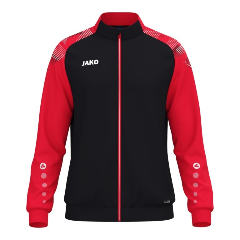 JAKO Polyesterjacke Sonic (100% rec. Polyester, moderner Look) schwarz/rot Kinder
