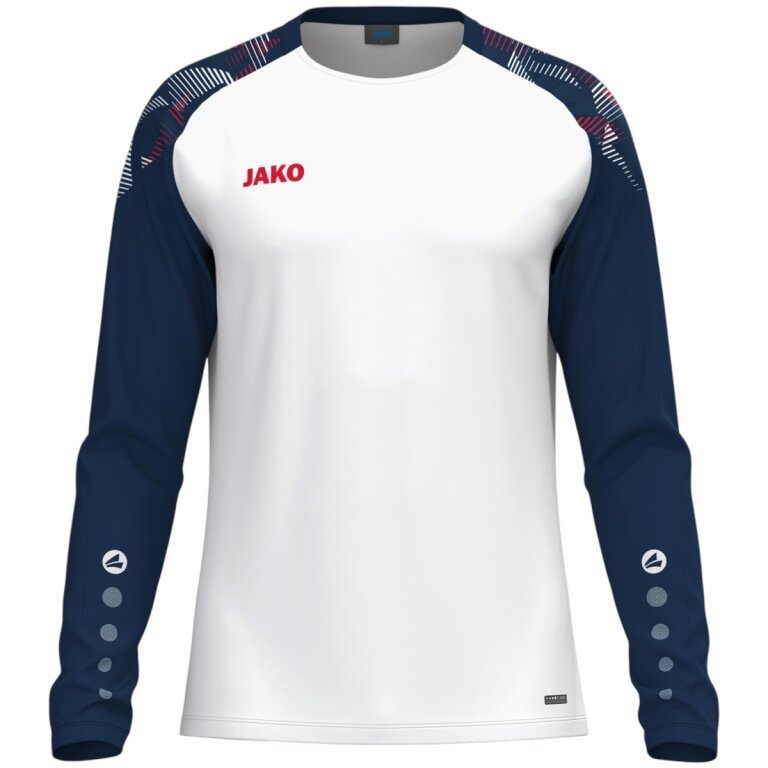 JAKO Sport-Langarmshirt Sonic Sweat (schnelltrocknend, strapazierfähig) weiss/marineblau/rot Kinder