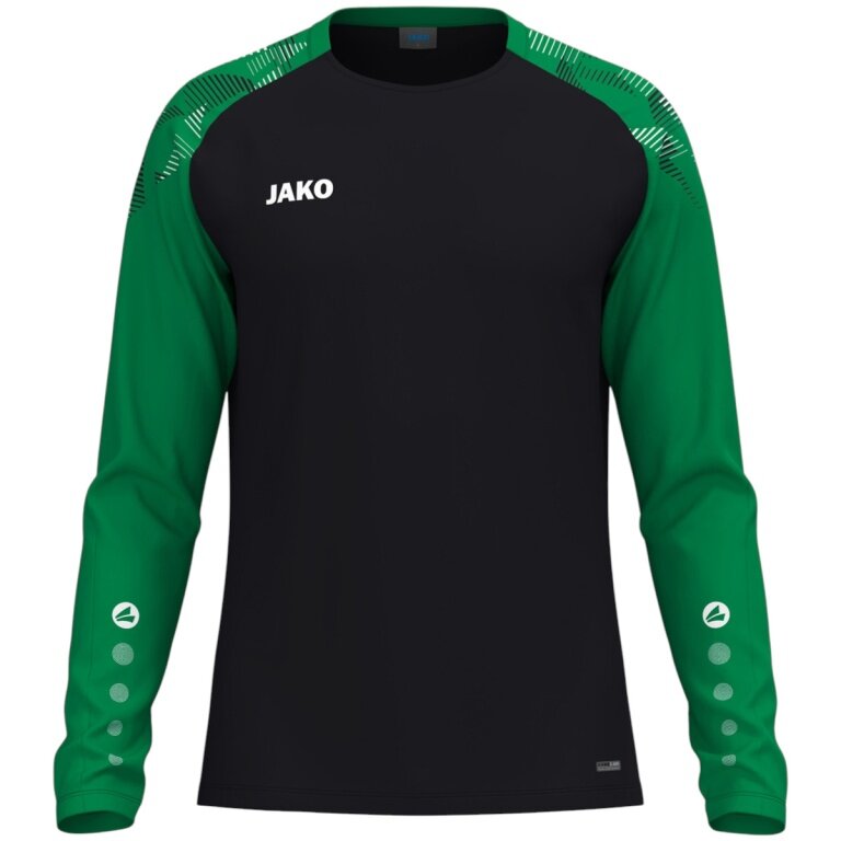 JAKO Sport-Langarmshirt Sonic Sweat (schnelltrocknend, strapazierfähig) schwarz/grün Herren