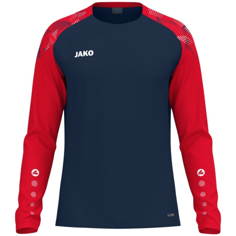 JAKO Sport-Langarmshirt Sonic Sweat (schnelltrocknend, strapazierfähig) marineblau/rot Kinder