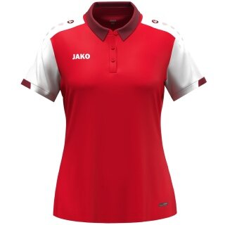 JAKO Sport-Polo Dynamic (100% rec. Polyester) rot/weiss/dunkelrot Damen