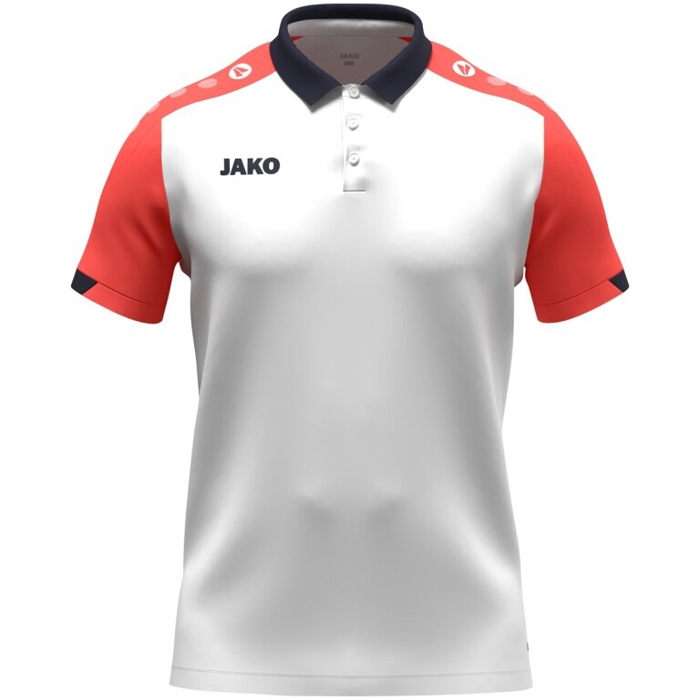JAKO Sport-Polo Dynamic (Polyester-Mini-Piquet) weiss/coralrot/marineblau Kinder