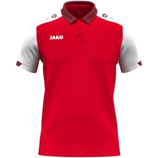 JAKO Sport-Polo Dynamic (Polyester-Mini-Piquet) rot/weiss/dunkelrot Herren