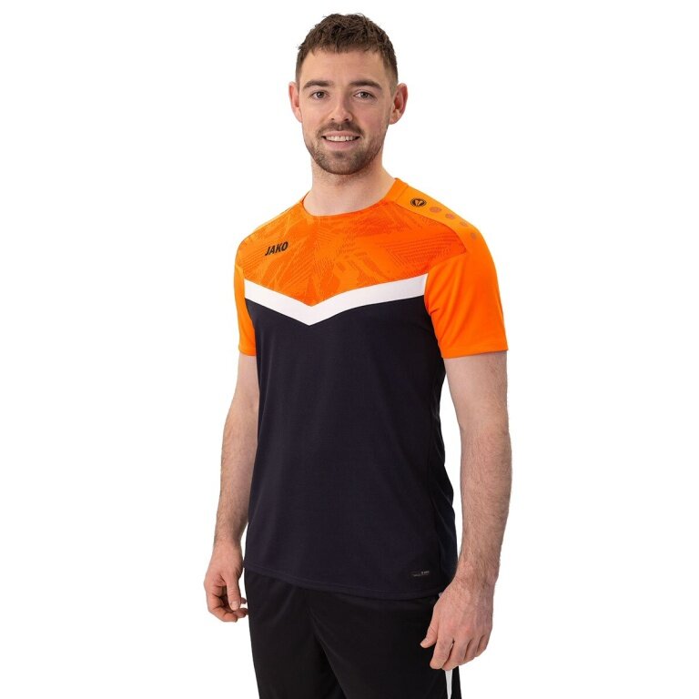JAKO Sport-Tshirt Iconic (Polyester-Micro-Mesh) schwarz/neonorange Herren