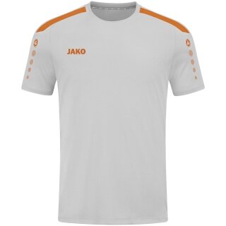JAKO Sport-Tshirt Trikot Power (Polyester-Interlock, strapazierfähig) hellgrau/orange Kinder