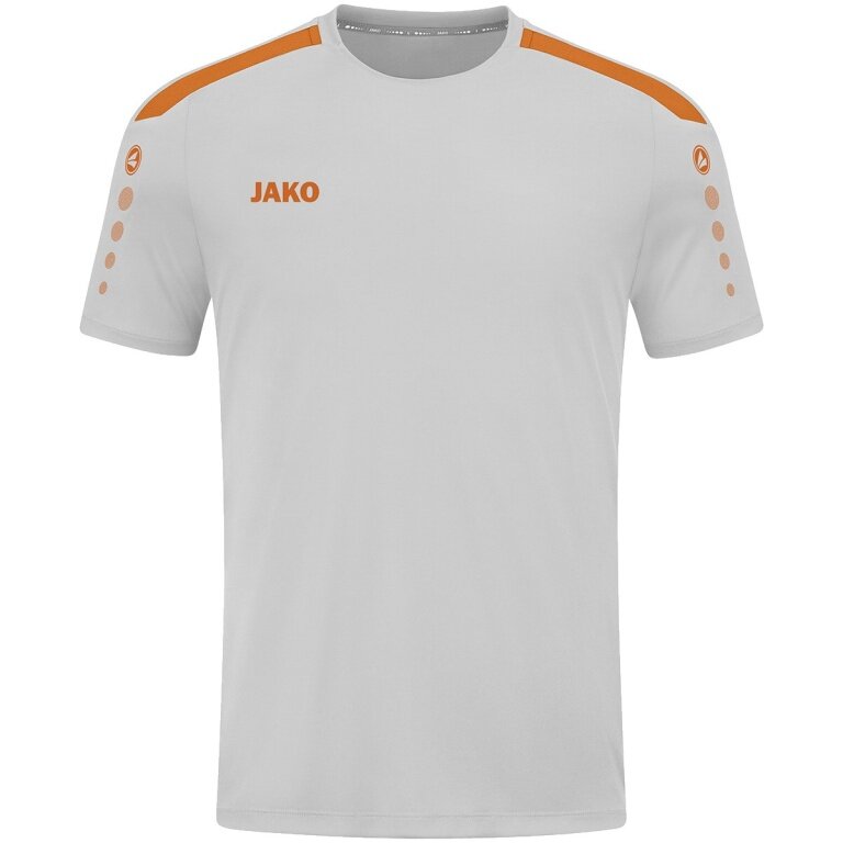 JAKO Sport-Tshirt Trikot Power (Polyester-Interlock, strapazierfähig) hellgrau/orange Kinder