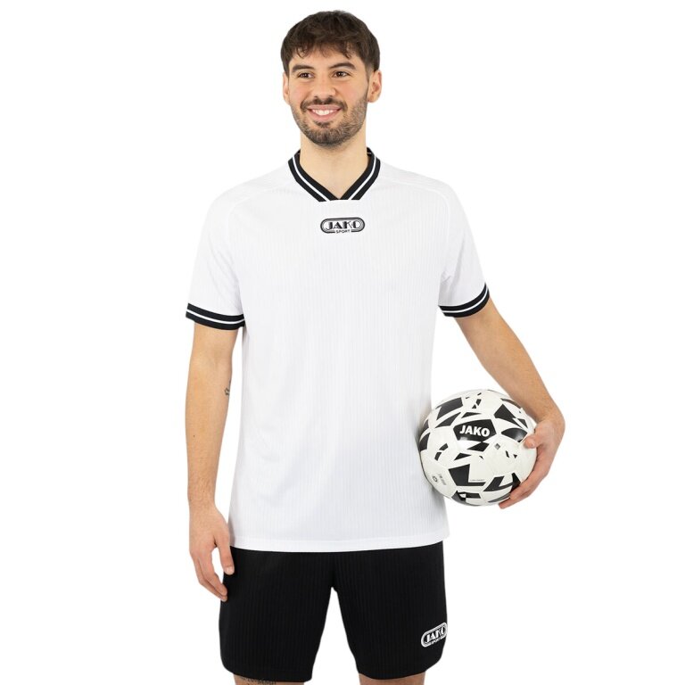 JAKO Sport-Tshirt Retro Trikot (V-Ausschnitt, atmungsaktiv) kurzarm weiss/schwarz Herren
