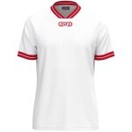 JAKO Sport-Tshirt Retro Trikot (V-Ausschnitt, atmungsaktiv) kurzarm weiss/rot Herren