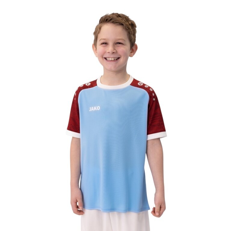 JAKO Sport-Tshirt Trikot Iconic (Polyester-Interlock) himmelblau/winerot Kinder