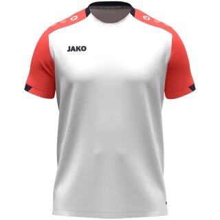 JAKO Sport-Tshirt Dynamic (100% rec.Polyester) weiss/coralrot/marineblau Kinder