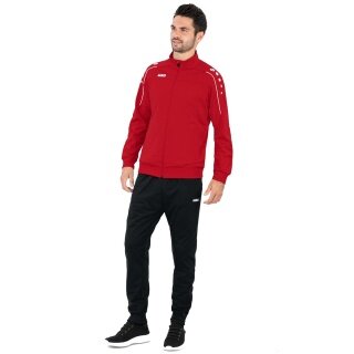 JAKO Trainingsanzug Polyester Classico (Jacke und Hose, 100% Polyester) rot/schwarz Herren