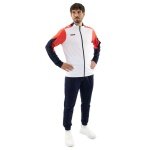 JAKO Trainingsanzug Polyester Dynamic (Jacke und Hose, sportiver Schnitt) weiss/coralrot/marineblau Herren
