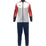 JAKO Trainingsanzug Polyester Dynamic (Jacke und Hose, sportiver Schnitt) weiss/coralrot/marineblau Kinder