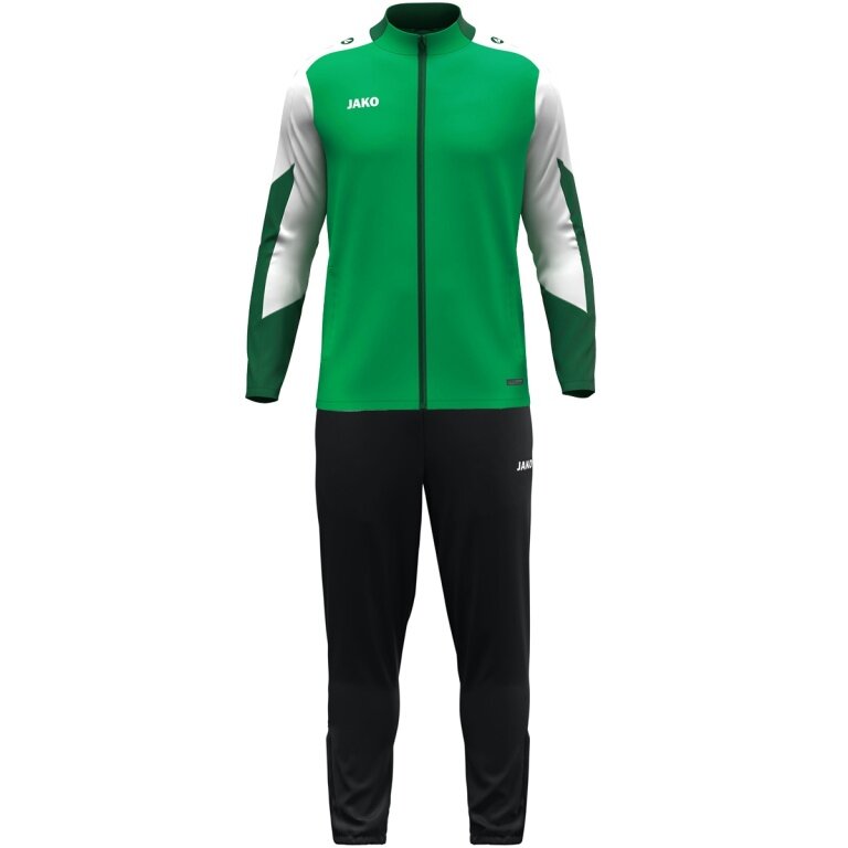 JAKO Trainingsanzug Polyester Dynamic (Jacke und Hose, sportiver Schnitt) grün/weiss/dunkelgrün Kinder