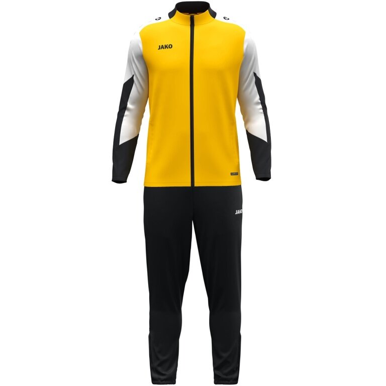 JAKO Trainingsanzug Polyester Dynamic (Jacke und Hose, sportiver Schnitt) gelb/weiss/schwarz Kinder