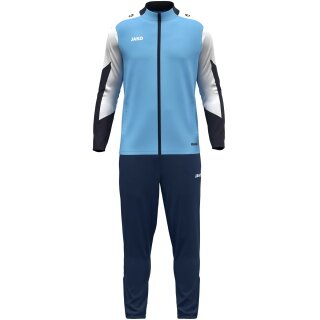 JAKO Trainingsanzug Polyester Dynamic (Jacke und Hose, sportiver Schnitt) himmelblau/weiss/marineblau Kinder
