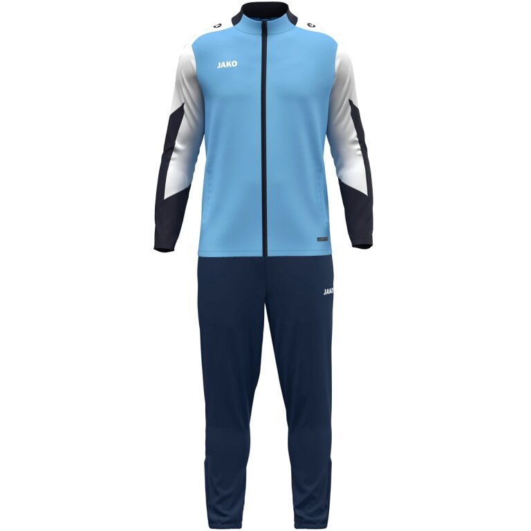 JAKO Trainingsanzug Polyester Dynamic (Jacke und Hose, sportiver Schnitt) himmelblau/weiss/marineblau Kinder