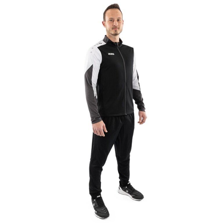 JAKO Trainingsanzug Polyester Dynamic (Jacke und Hose, sportiver Schnitt) schwarz/weiss/anthrazitgrau Herren