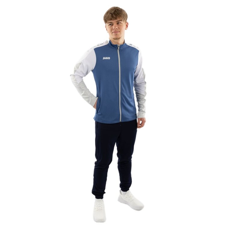 JAKO Trainingsanzug Polyester Dynamic (Jacke und Hose, sportiver Schnitt) nachtblau/weiss/hellgrau Herren