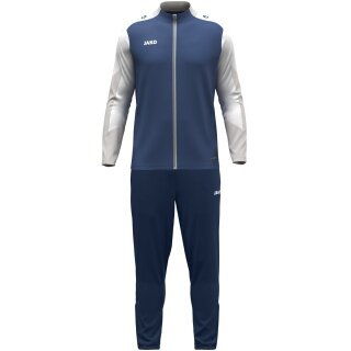 JAKO Trainingsanzug Polyester Dynamic (Jacke und Hose, sportiver Schnitt) nachtblau/weiss/hellgrau Kinder