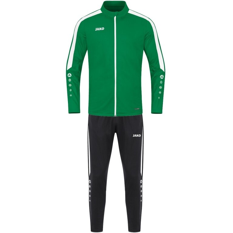 JAKO Trainingsanzug Polyester Power (Jacke und Hose) grün/schwarz Herren