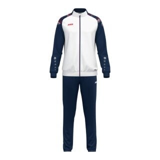 JAKO Trainingsanzug (Polyesteranzug) Sonic - 100% rec. Polyester - weiss/marineblau/rot Herren