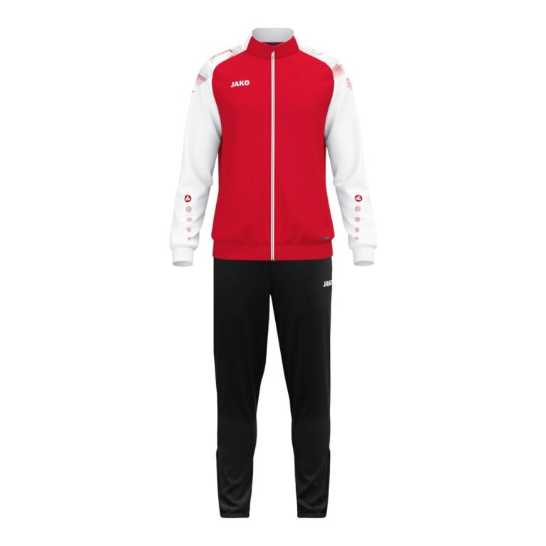 JAKO Trainingsanzug (Polyesteranzug) Sonic - 100% rec. Polyester - rot/weiss/schwarz Jungen
