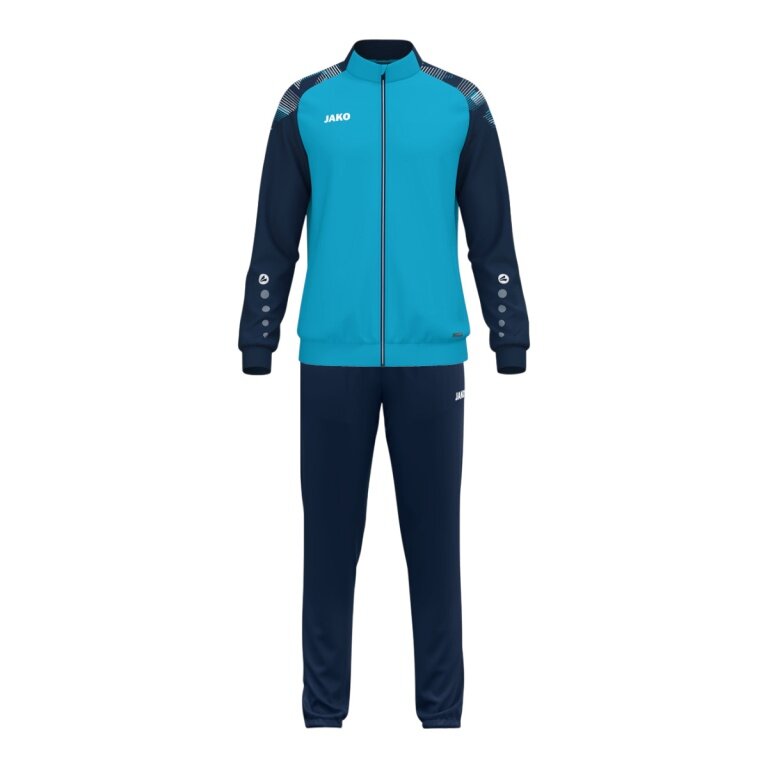 JAKO Trainingsanzug (Polyesteranzug) Sonic - 100% rec. Polyester - aquablau/marineblau Jungen