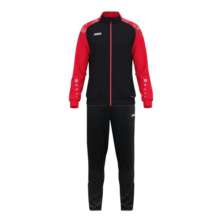 JAKO Trainingsanzug (Polyesteranzug) Sonic - 100% rec. Polyester - schwarz/rot Herren