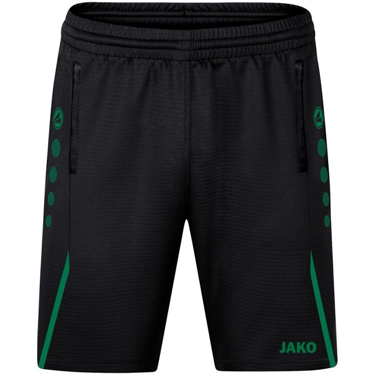 JAKO Trainingshose (Short) Challenge - Double-Stretch-Knit, Seitentaschen mit Reissverschluss - schwarz/grün Jungen