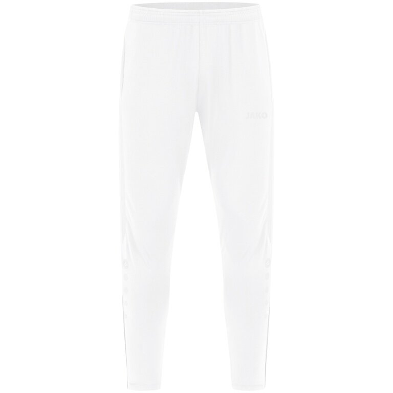 JAKO Trainingshose Power (Stretch-Knit-Polyester, Seitentaschen mit Reißverschluss) lang weiss Herren