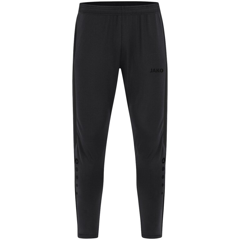JAKO Trainingshose Power (Stretch-Knit-Polyester, Seitentaschen mit Reißverschluss) lang schwarz Herren