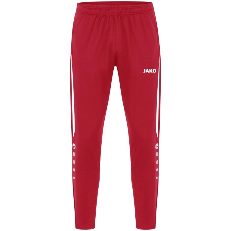 JAKO Trainingshose (Polyesterhose) Power (elastisch, Seitentaschen mit Reißverschluss) lang rot/weiss Kinder