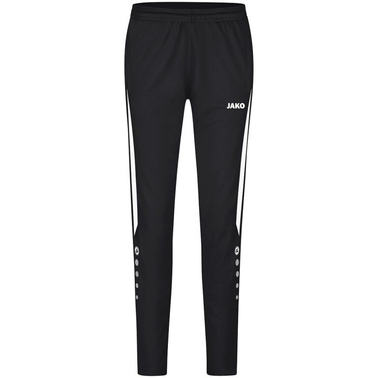 JAKO Trainingshose (Polyesterhose) Power (elastisch, Seitentaschen mit Reißverschluss) lang schwarz/weiss Damen