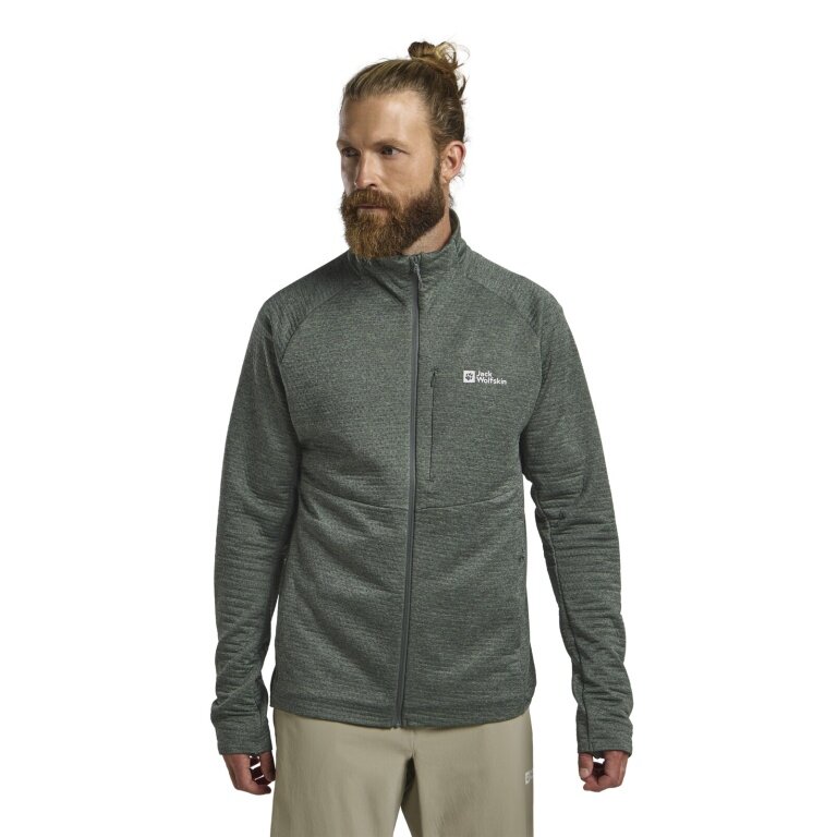Jack Wolfskin Fleecejacke Taiga Full Zip (elastische Bünd) grün Herren