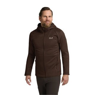 Jack Wolfskin Fleecejacke Peak District Hooded Full Zip (angenehmes Tragegefühl, warm) braun Herren