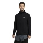 Jack Wolfskin Fleecejacke Litestride Hooded Full Zip (mit Kapuze, elastisches Material) schwarz Herren