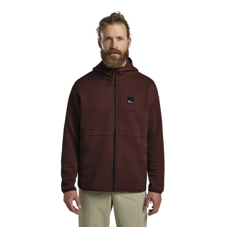 Jack Wolfskin Fleecejacke Mogari Hooded Full Zip (atmungsaktiv, Recyclingpolyester) braun Herren