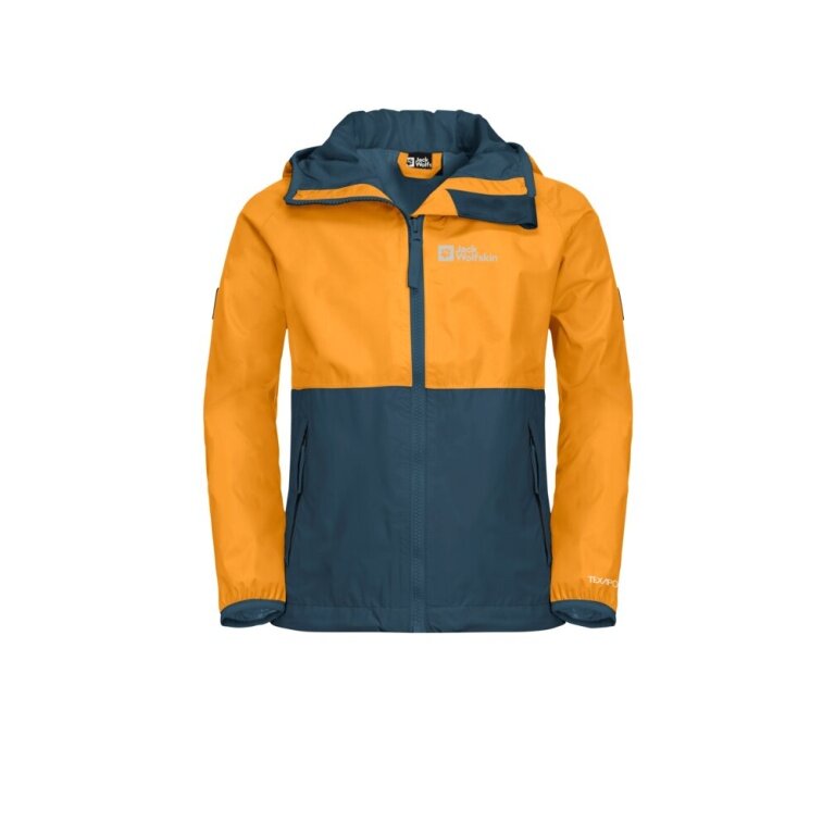 Jack Wolfskin Regenjacke Rainy Days (atmungsaktiv, winddicht, wasserdicht) orange Kinder