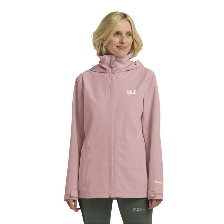 Jack Wolfskin Regenjacke Trailtime 2-Lagen (wasserdicht, atmungsaktiv) hellrosa Damen