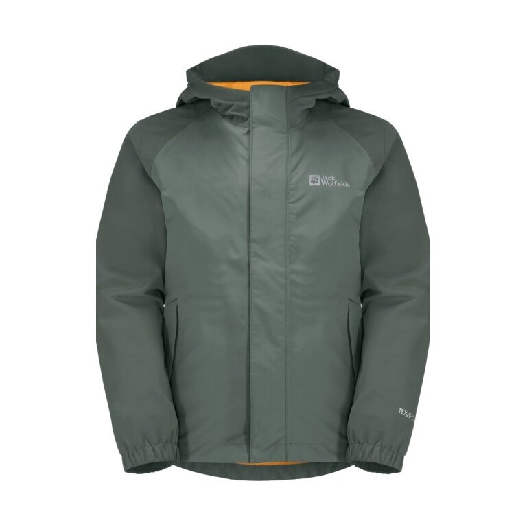 Jack Wolfskin Regenjacke Tucan (leicht, winddicht, wasserdicht) hedgegrün Kinder