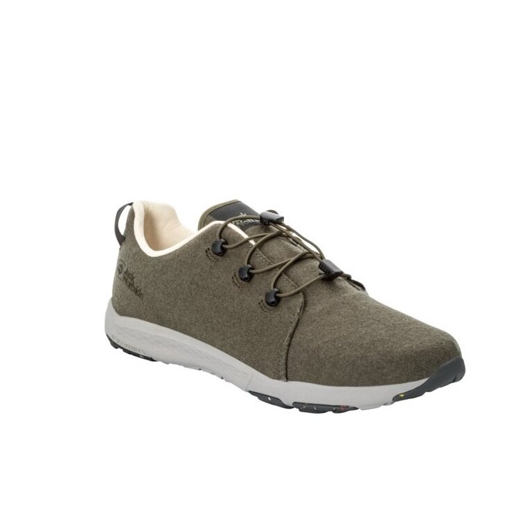 Jack Wolfskin Sneaker Spirit Wool Low (leichte, flexible Sohle) mossgrün Herren