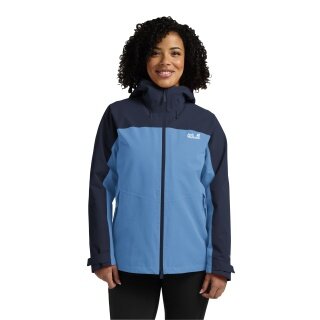 Jack Wolfskin Übergangs-Wanderjacke Wild Places 3in1 (wasserdicht, winddicht) blau/navyblau Damen