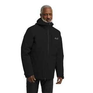 Jack Wolfskin Übergangs-Wanderjacke Icecape Down 3in1 (wasserdicht, winddicht, atmungsaktiv) schwarz Herren