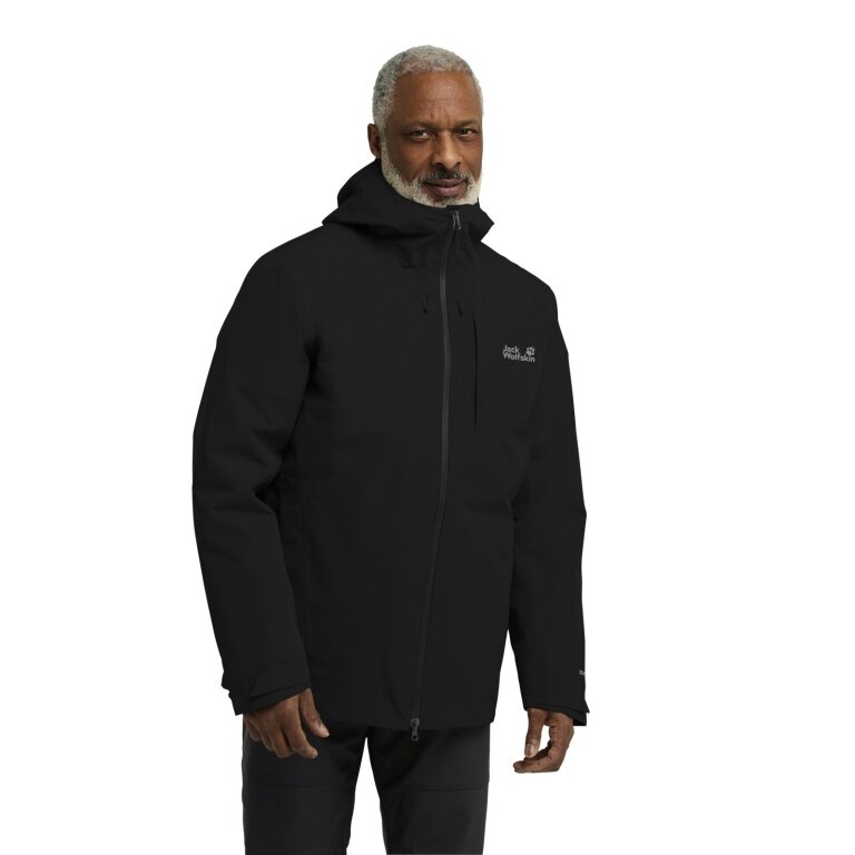 Jack Wolfskin Übergangs-Wanderjacke Icecape Down 3in1 (wasserdicht, winddicht, atmungsaktiv) schwarz Herren