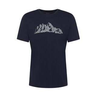 Jack Wolfskin Wander-Tshirt Peak Graphic (atmungsaktiv, schnelltrocknend) navyblau Herren