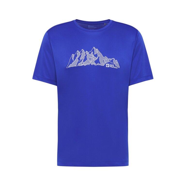 Jack Wolfskin Wander-Tshirt Peak Graphic (atmungsaktiv, schnelltrocknend) blau Herren